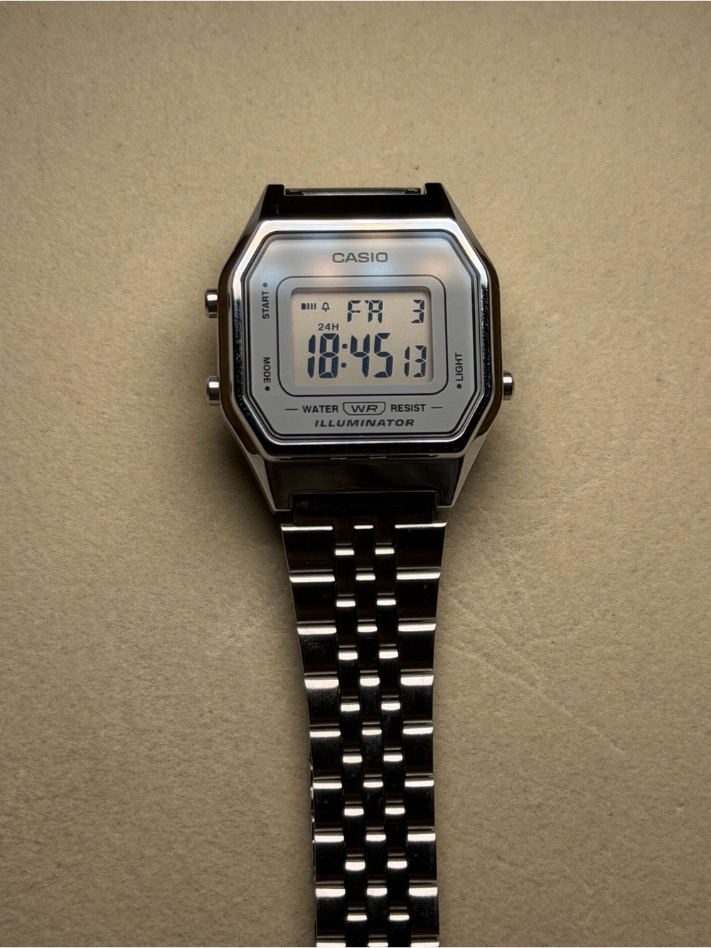 Casio Vintage Silver Digital Illuminator Watch - Stainless Steel